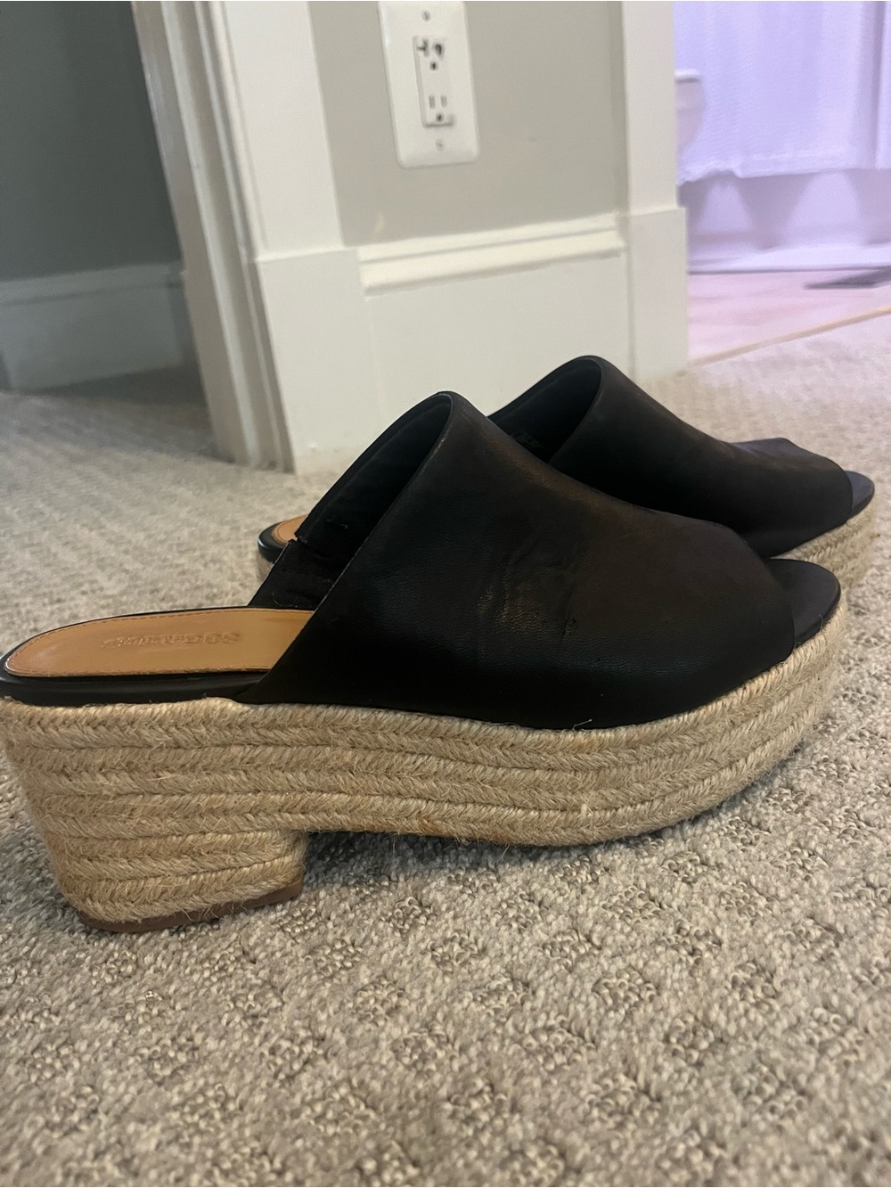 Black Espadrille Platform Slide Mule clogs